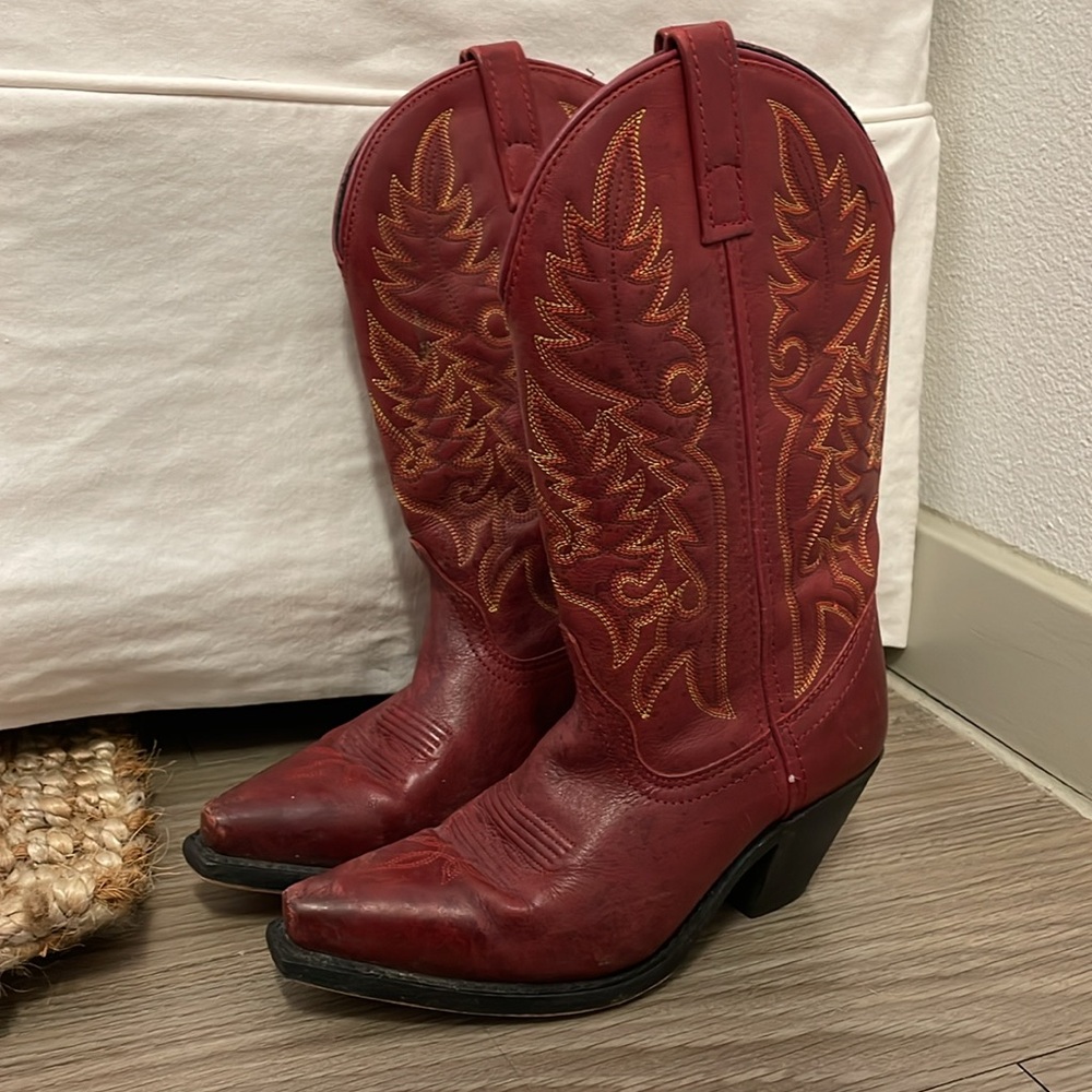 Laredo Red Leather Cowboy Boots